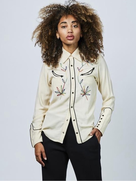 Bliss and Mischief Tops - NWT Bliss and Mischief SIZE 3 Sweet Jane western embroidered shirt in ivory